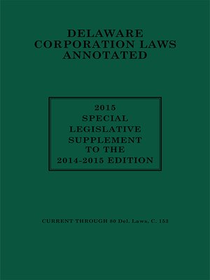 cover image of Delaware Corporation Laws Annotated